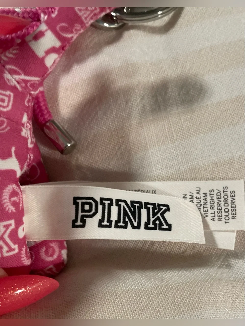 New without tags PINK Victoria's Secret Branded Pink Dog Keychain bag Charm